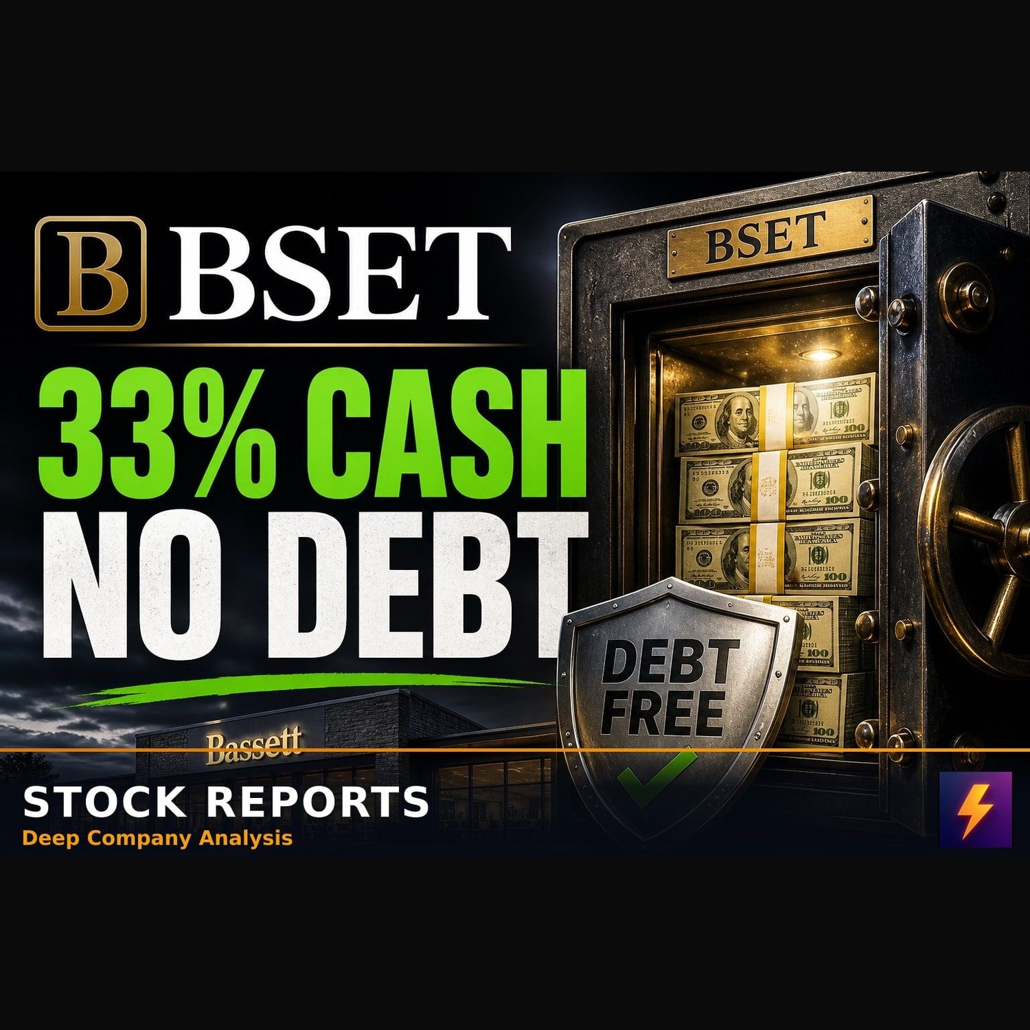 BSET: The Debt-Free Value Stock Backed by 33% Cash episode artwork